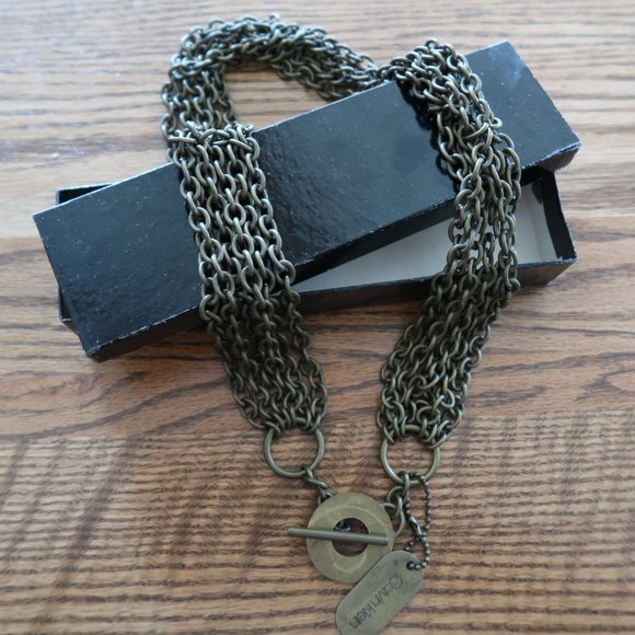 Calvin Klein Multiple Chain Link Brass-Toned Necklace (26 inches) - Picture 2 of 5